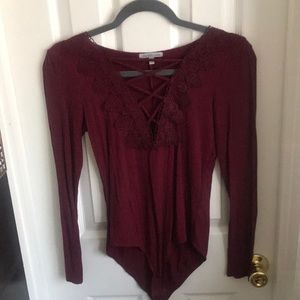 Charlotte Russe maroon bodysuit